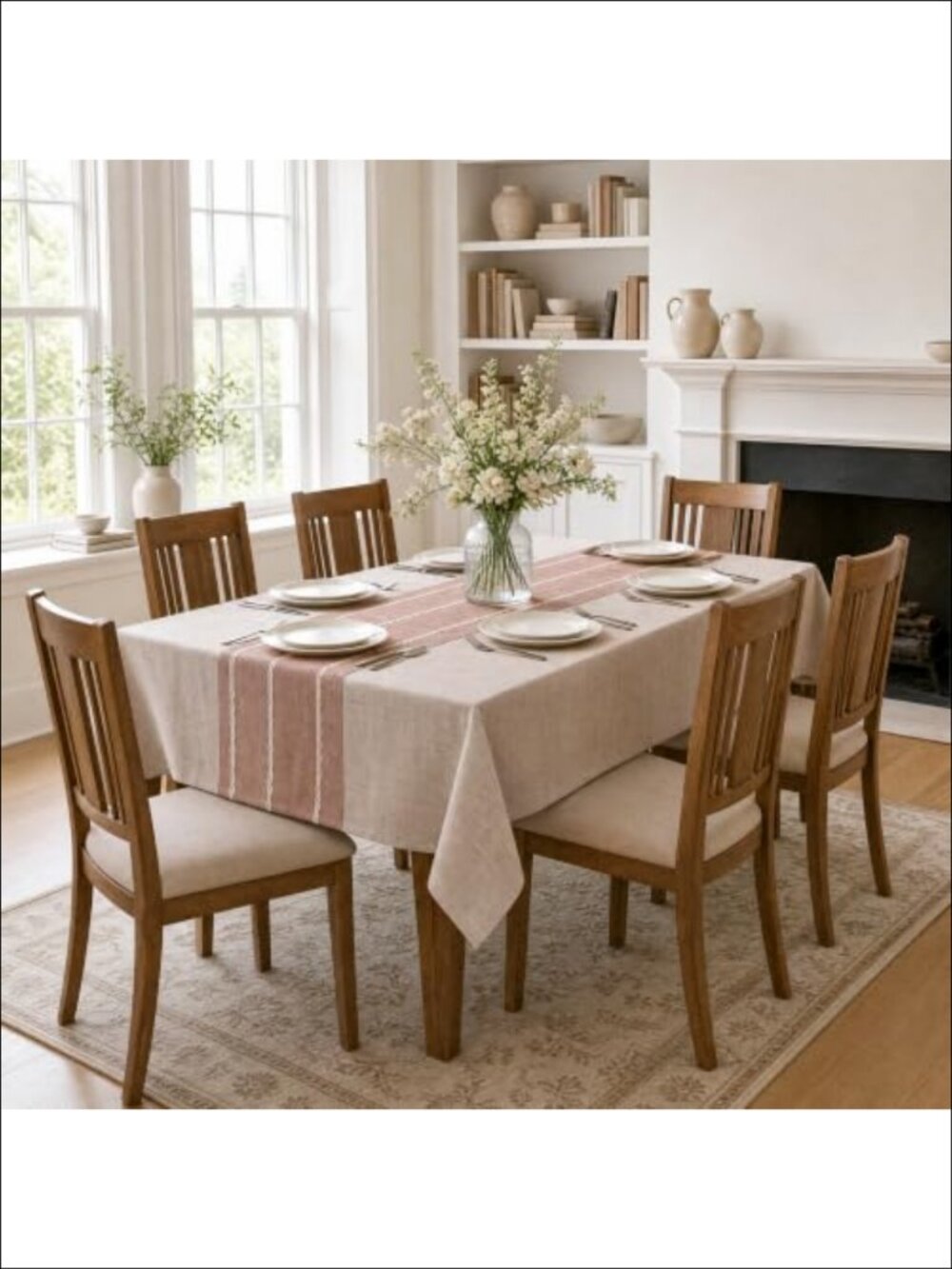 Burlap Tablecloth 60×84 Inch Rectangular Rustic Dining Table Linens - Picture 4 of 6